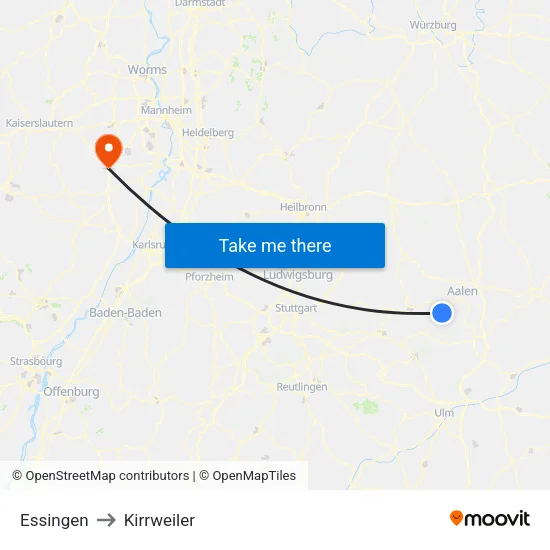 Essingen to Kirrweiler map