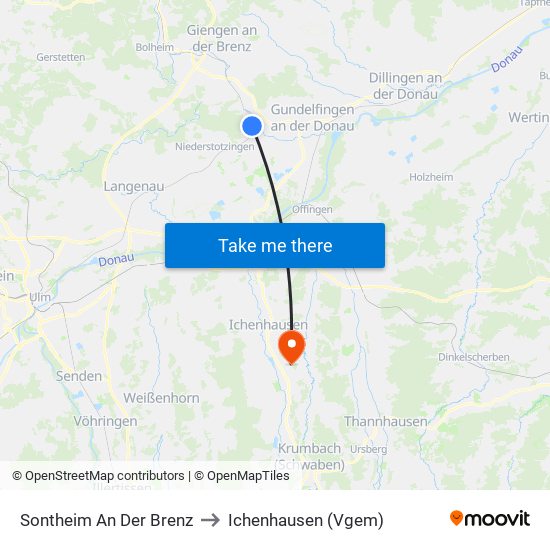 Sontheim An Der Brenz to Ichenhausen (Vgem) map