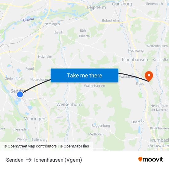 Senden to Ichenhausen (Vgem) map