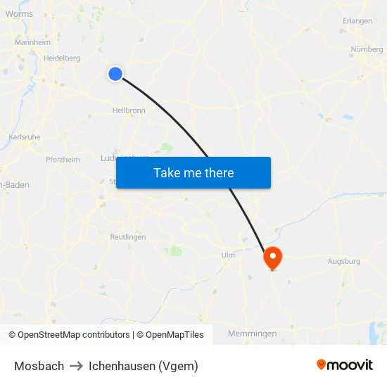 Mosbach to Ichenhausen (Vgem) map