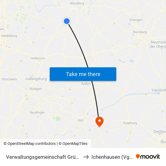 Verwaltungsgemeinschaft Grünsfeld to Ichenhausen (Vgem) map