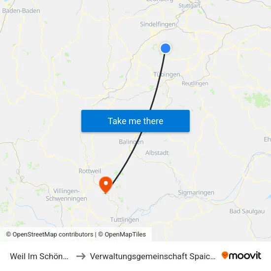 Weil Im Schönbuch to Verwaltungsgemeinschaft Spaichingen map