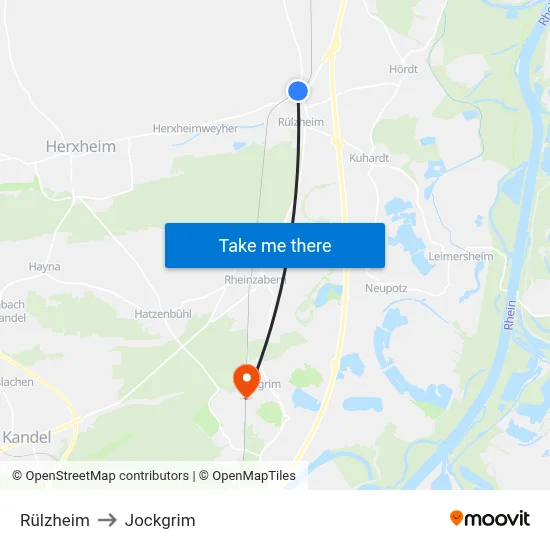 Rülzheim to Jockgrim map