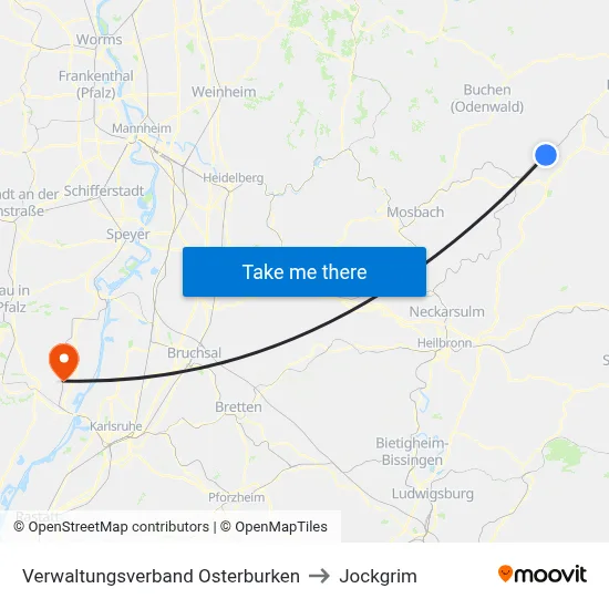 Verwaltungsverband Osterburken to Jockgrim map
