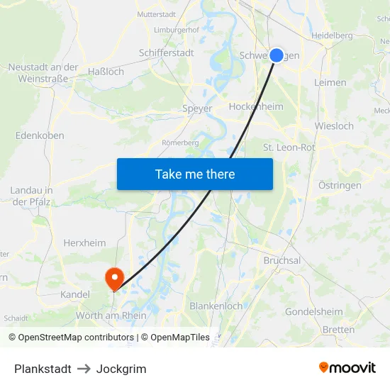 Plankstadt to Jockgrim map
