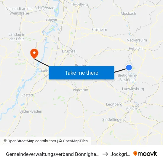 Gemeindeverwaltungsverband Bönnigheim to Jockgrim map