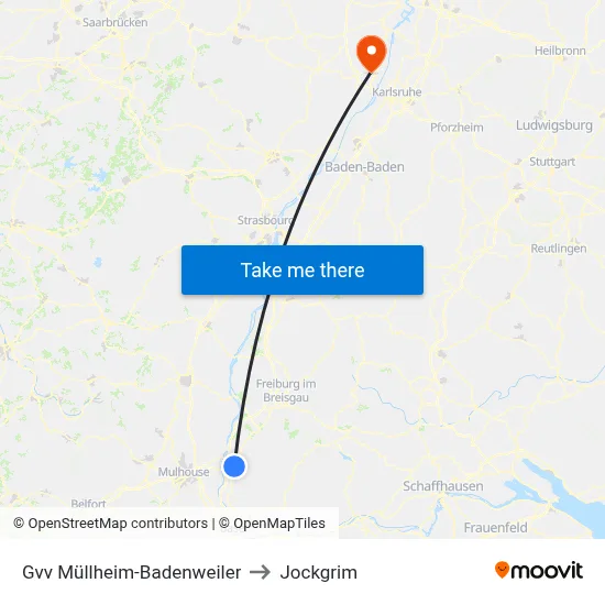Gvv Müllheim-Badenweiler to Jockgrim map