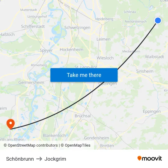Schönbrunn to Jockgrim map