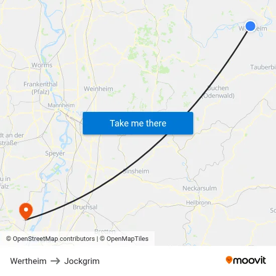 Wertheim to Jockgrim map