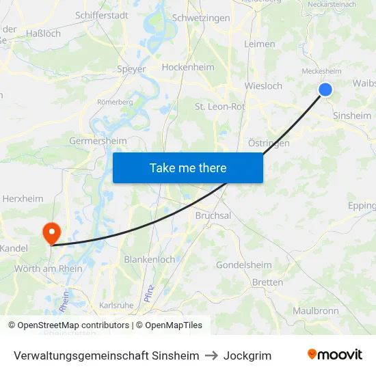 Verwaltungsgemeinschaft Sinsheim to Jockgrim map