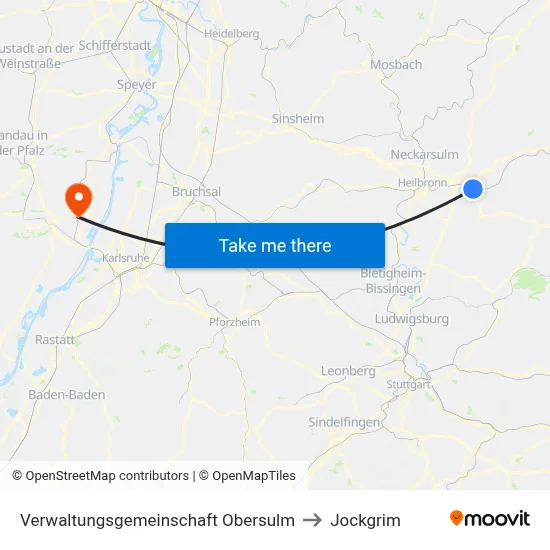 Verwaltungsgemeinschaft Obersulm to Jockgrim map