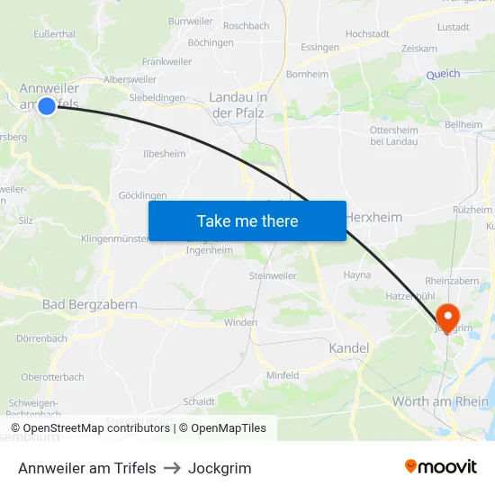 Annweiler am Trifels to Jockgrim map