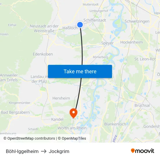 Böhl-Iggelheim to Jockgrim map
