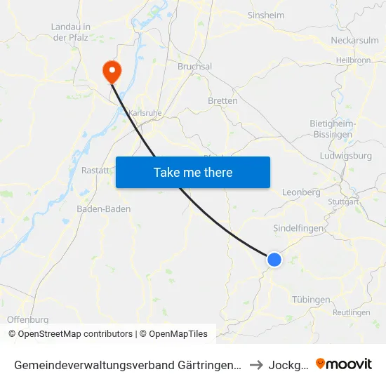 Gemeindeverwaltungsverband Gärtringen/Ehningen to Jockgrim map