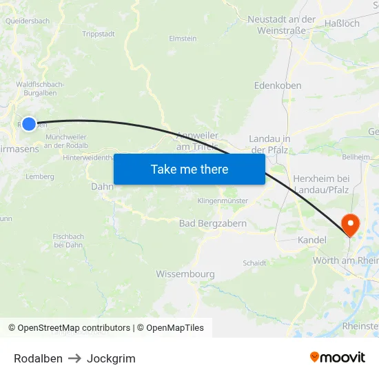 Rodalben to Jockgrim map