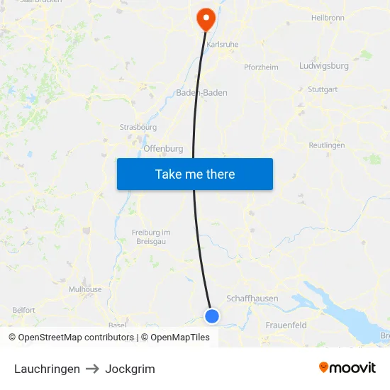 Lauchringen to Jockgrim map