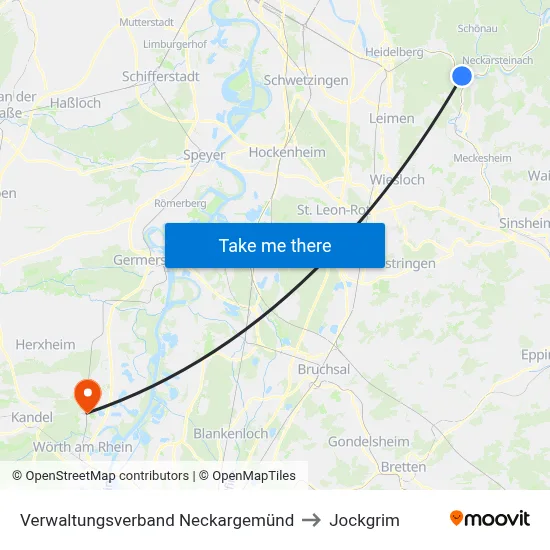 Verwaltungsverband Neckargemünd to Jockgrim map