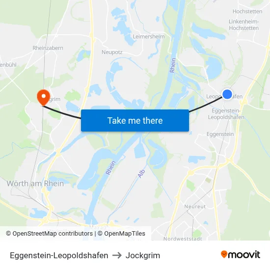 Eggenstein-Leopoldshafen to Jockgrim map