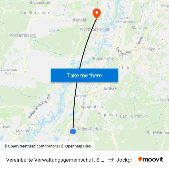 Vereinbarte Verwaltungsgemeinschaft Sinzheim to Jockgrim map