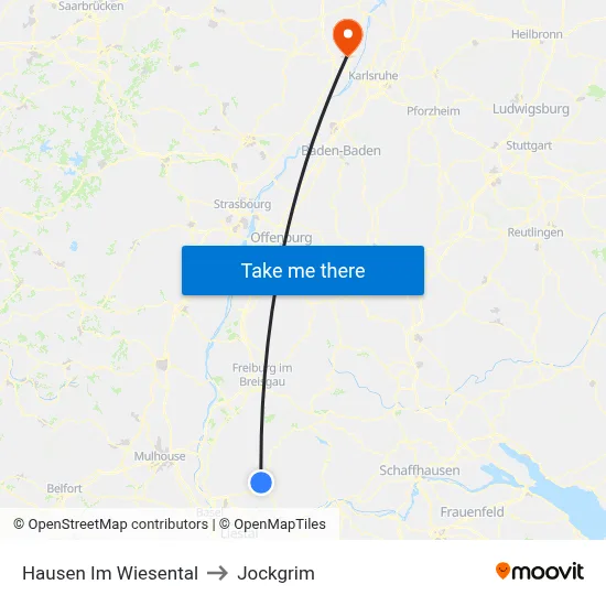 Hausen Im Wiesental to Jockgrim map