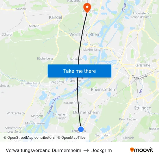 Verwaltungsverband Durmersheim to Jockgrim map