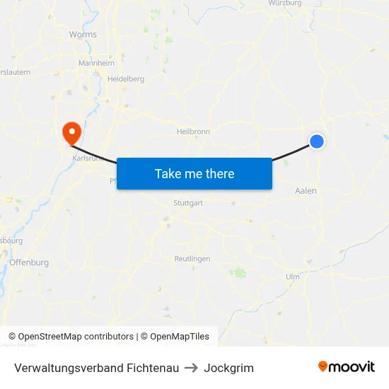 Verwaltungsverband Fichtenau to Jockgrim map