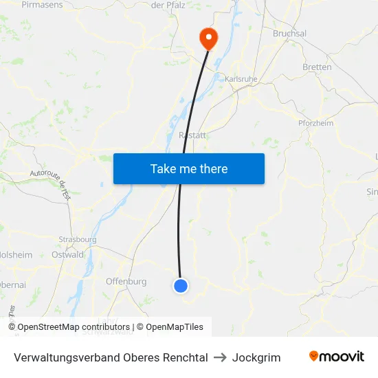 Verwaltungsverband Oberes Renchtal to Jockgrim map