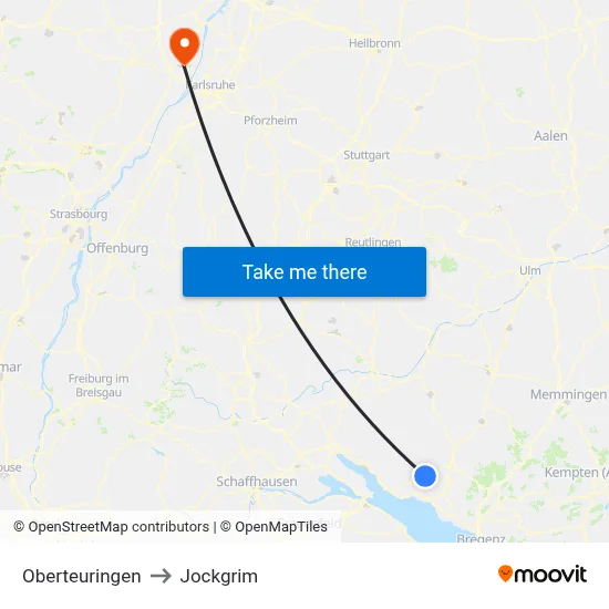 Oberteuringen to Jockgrim map