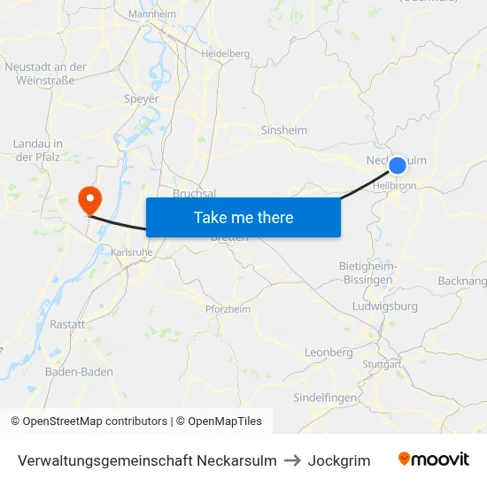 Verwaltungsgemeinschaft Neckarsulm to Jockgrim map