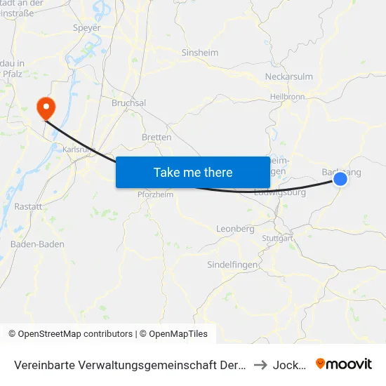 Vereinbarte Verwaltungsgemeinschaft Der Stadt Backnang to Jockgrim map