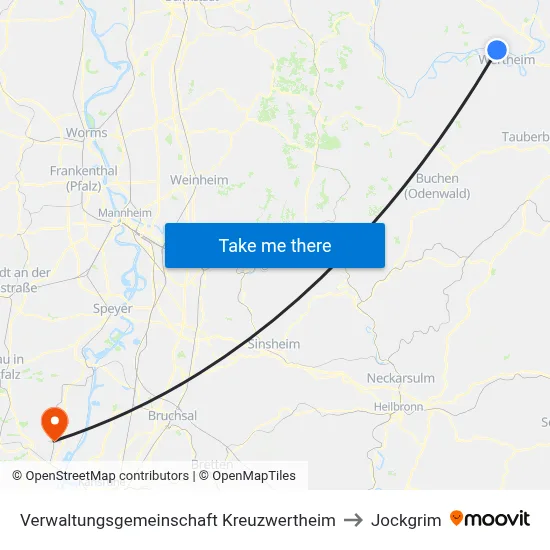 Verwaltungsgemeinschaft Kreuzwertheim to Jockgrim map
