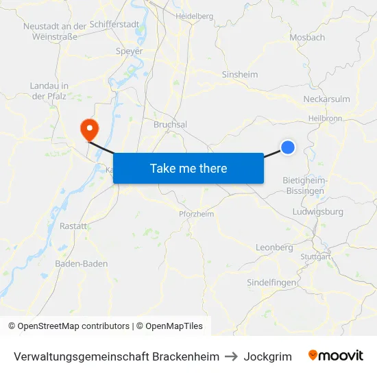 Verwaltungsgemeinschaft Brackenheim to Jockgrim map