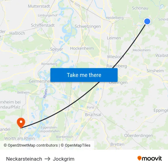 Neckarsteinach to Jockgrim map