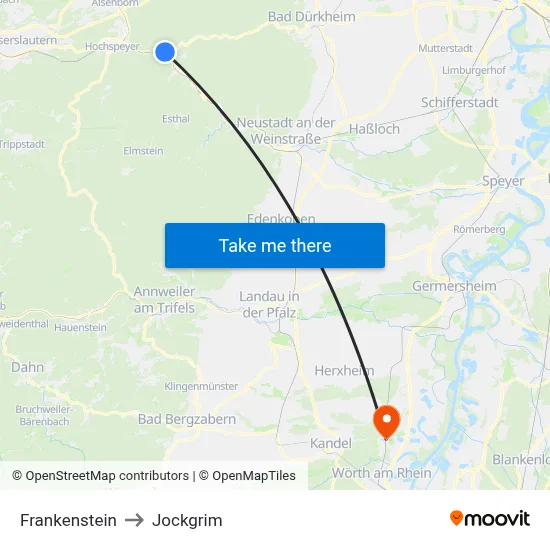 Frankenstein to Jockgrim map
