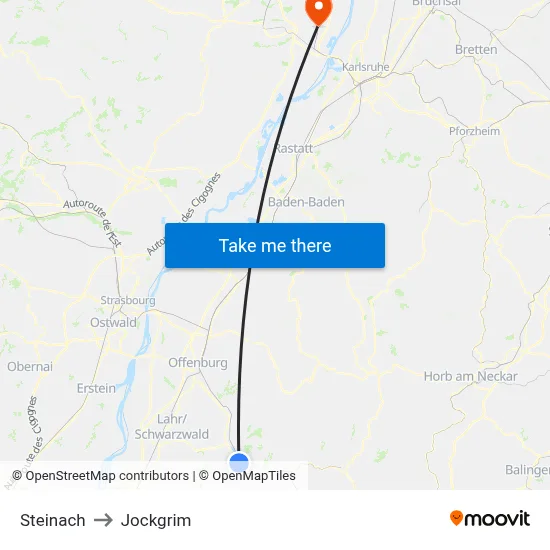 Steinach to Jockgrim map