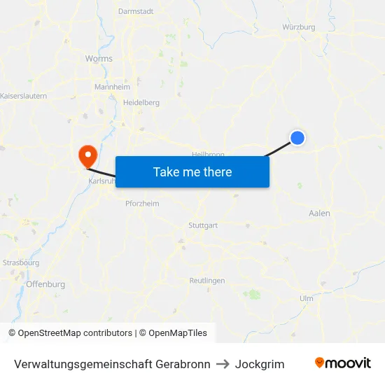 Verwaltungsgemeinschaft Gerabronn to Jockgrim map