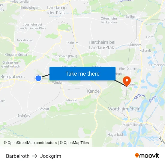 Barbelroth to Jockgrim map