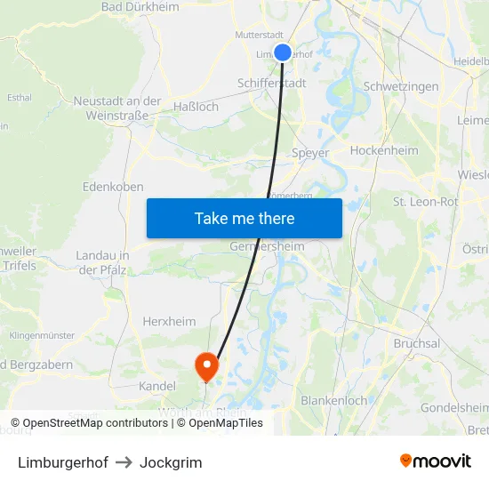 Limburgerhof to Jockgrim map