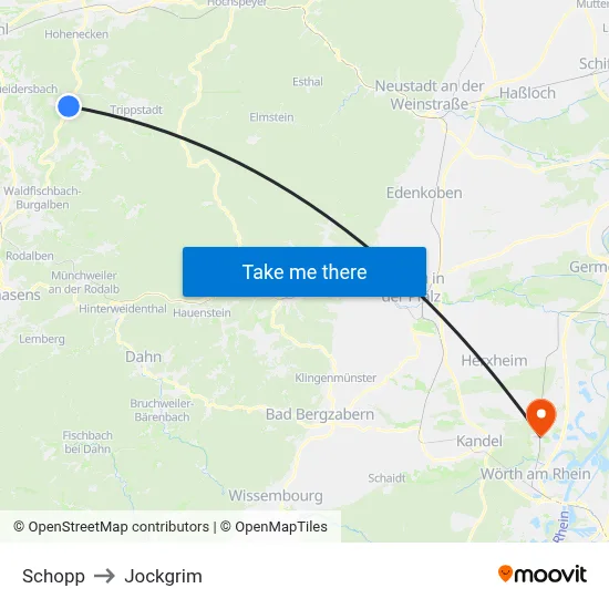 Schopp to Jockgrim map
