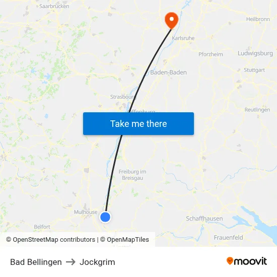 Bad Bellingen to Jockgrim map