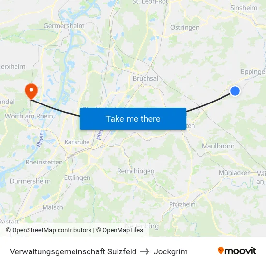 Verwaltungsgemeinschaft Sulzfeld to Jockgrim map