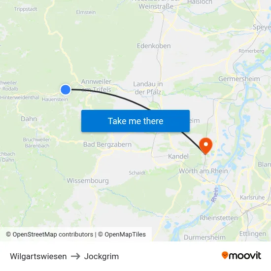 Wilgartswiesen to Jockgrim map