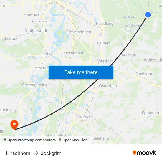 Hirschhorn to Jockgrim map