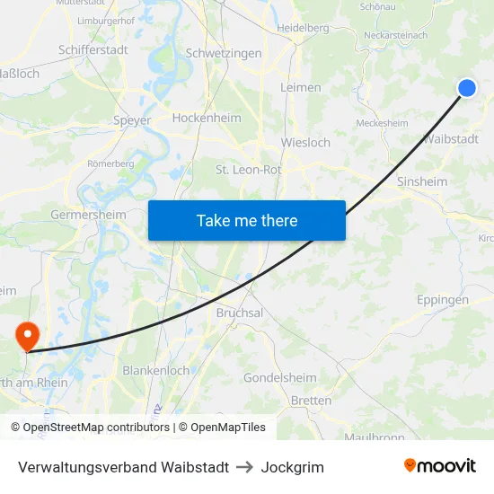 Verwaltungsverband Waibstadt to Jockgrim map