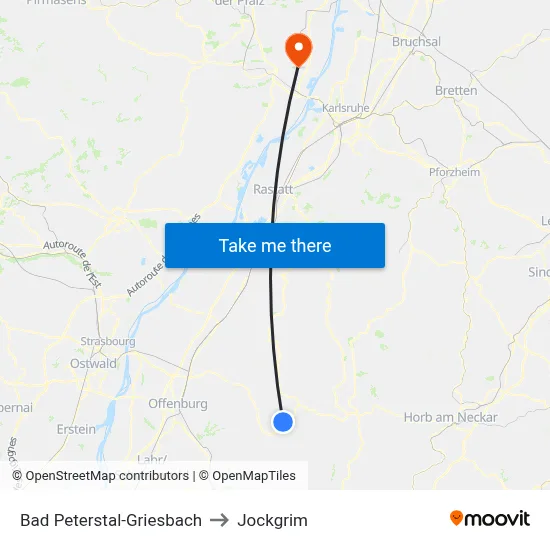 Bad Peterstal-Griesbach to Jockgrim map