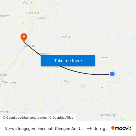 Verwaltungsgemeinschaft Giengen An Der Brenz to Jockgrim map