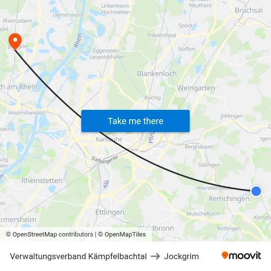 Verwaltungsverband Kämpfelbachtal to Jockgrim map