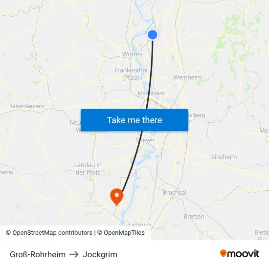 Groß-Rohrheim to Jockgrim map