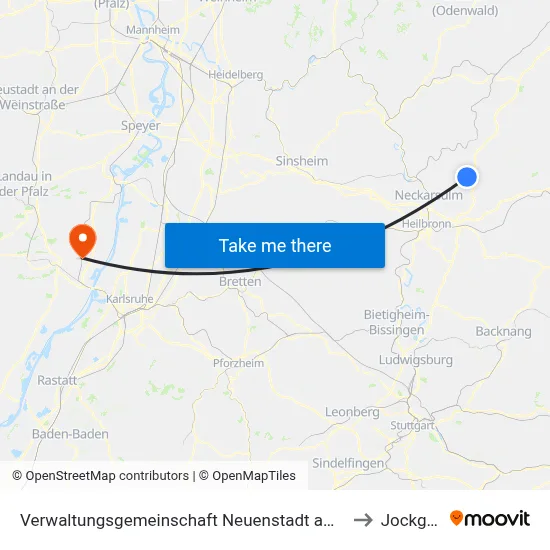 Verwaltungsgemeinschaft Neuenstadt am Kocher to Jockgrim map