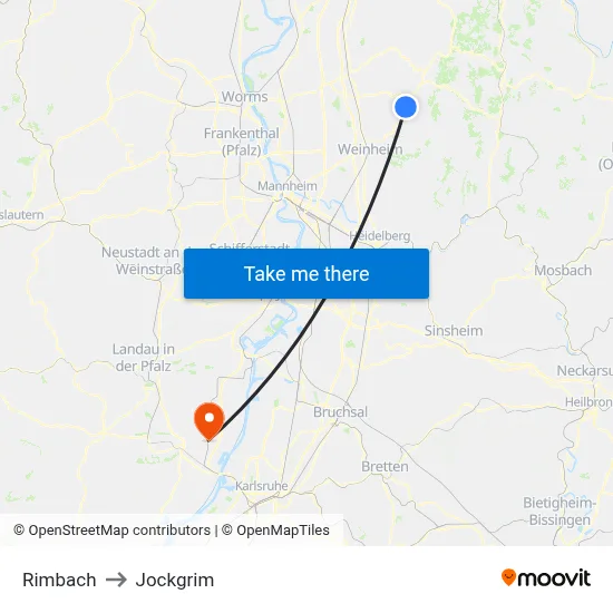 Rimbach to Jockgrim map